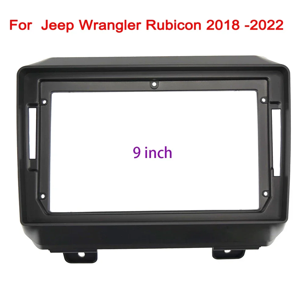 

2DIN Car Fascia Radio Panel for Jeep Wrangler Rubicon 2018 Dash Kit Install Facia Console Bezel 9inch Adapter Plate Trim