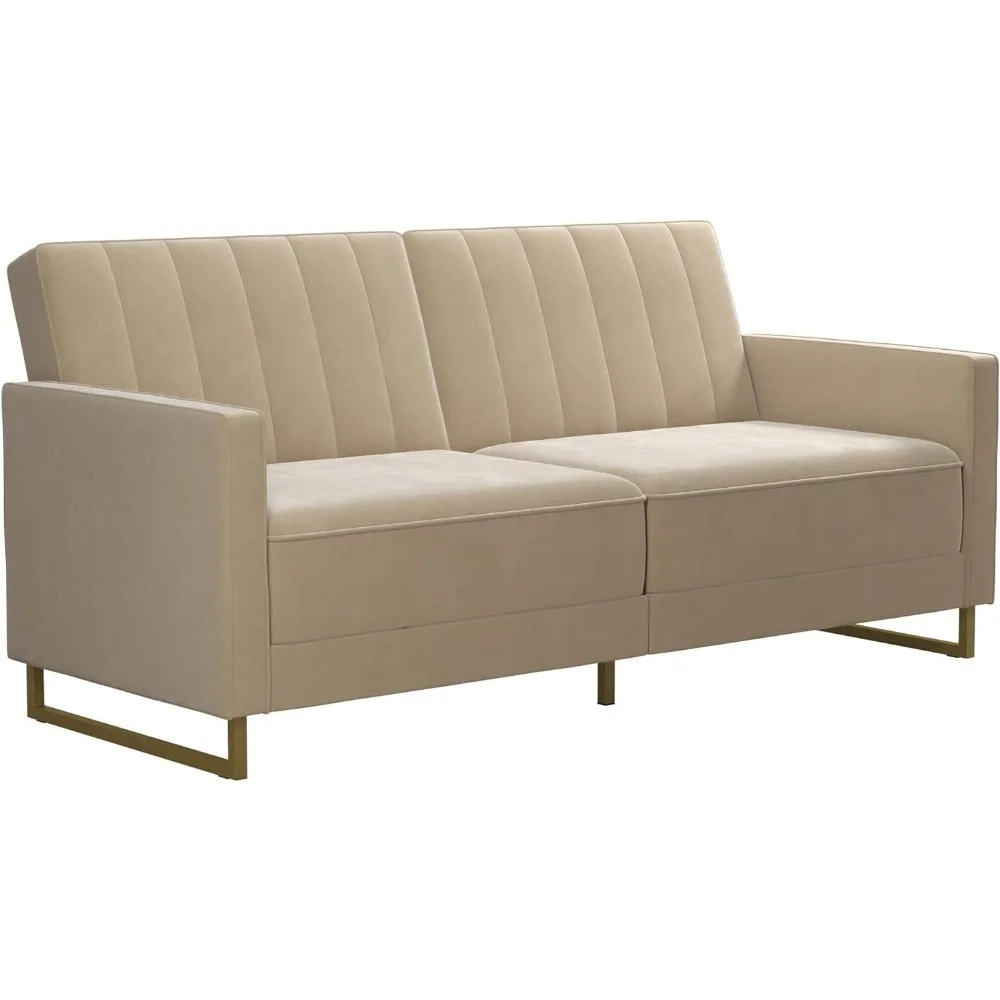 

Modern Sofa Bed and Sofa, Easy To Assemble 77 Inches Long X 33.5 Inches, Fully Made of Rich Ivory Velvet