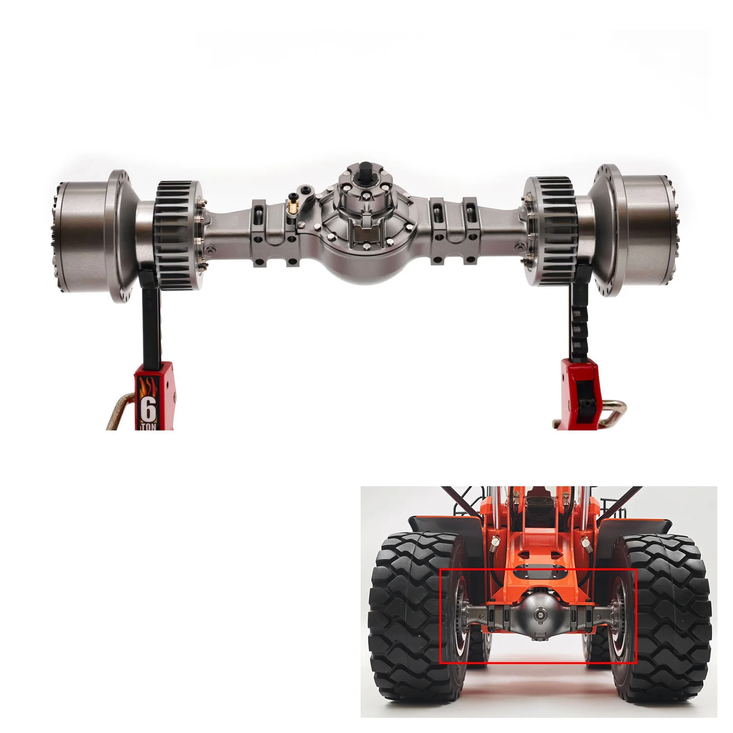 Essieux de réduction latéraux de roue, verrouillage différentiel pour modèle JD 1:14 RC chargeur hydraulique JDM 1988, pièce de camion articulée radiocommandée