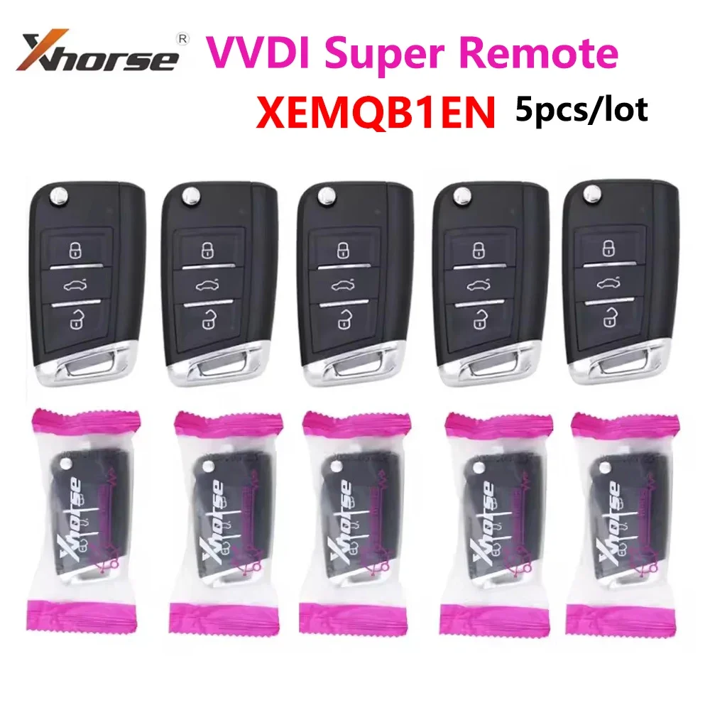 5pcs Xhorse XEMQB1EN MQB Type VVDI Super Remote with XT27 XT27A66 Chip Work for VVDI2 /VVDI MINI Key Tool/ Key Tool Max