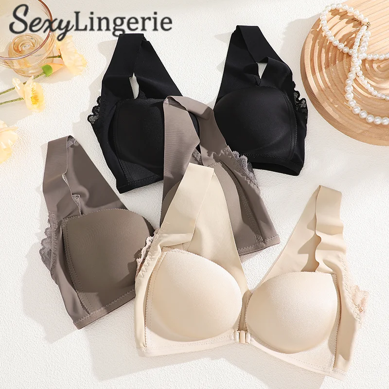 Seamless Bra Front Closure Push Up Bras Brassiere Wireless Bralette Push Up Bras for Women Underwear Large Size Plus Size Linger