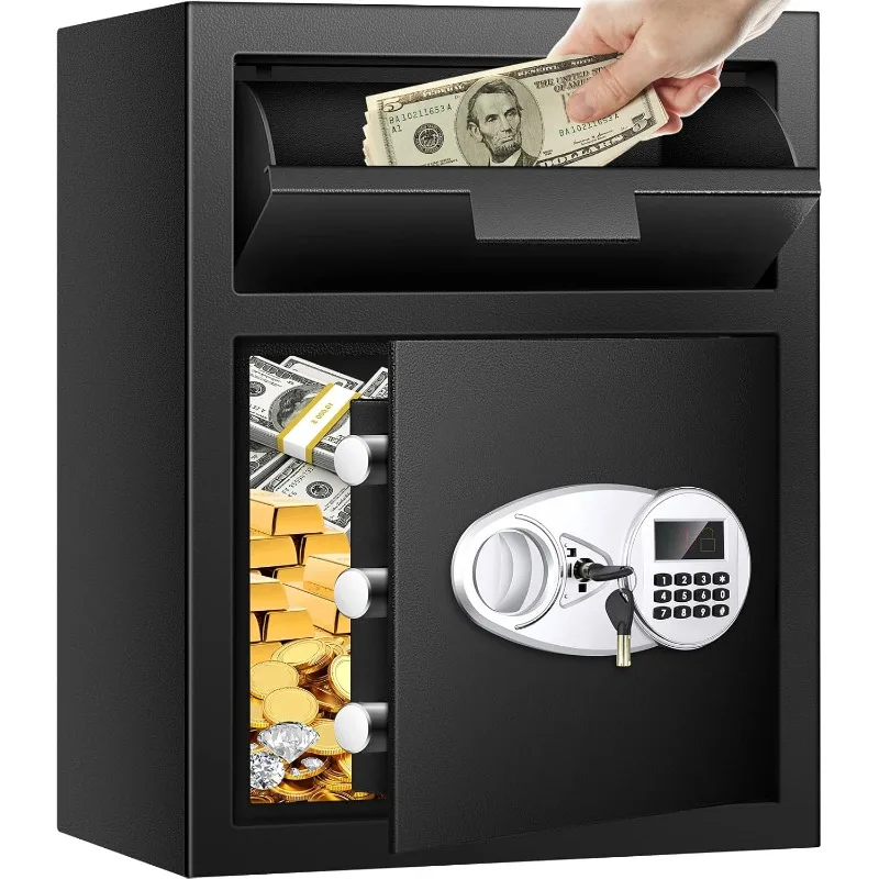 2.8 Cuft Depository Safe with Drop Slot Heavy Duty Money Drop Box with LED Display, Drop Safe for Business Mail Church