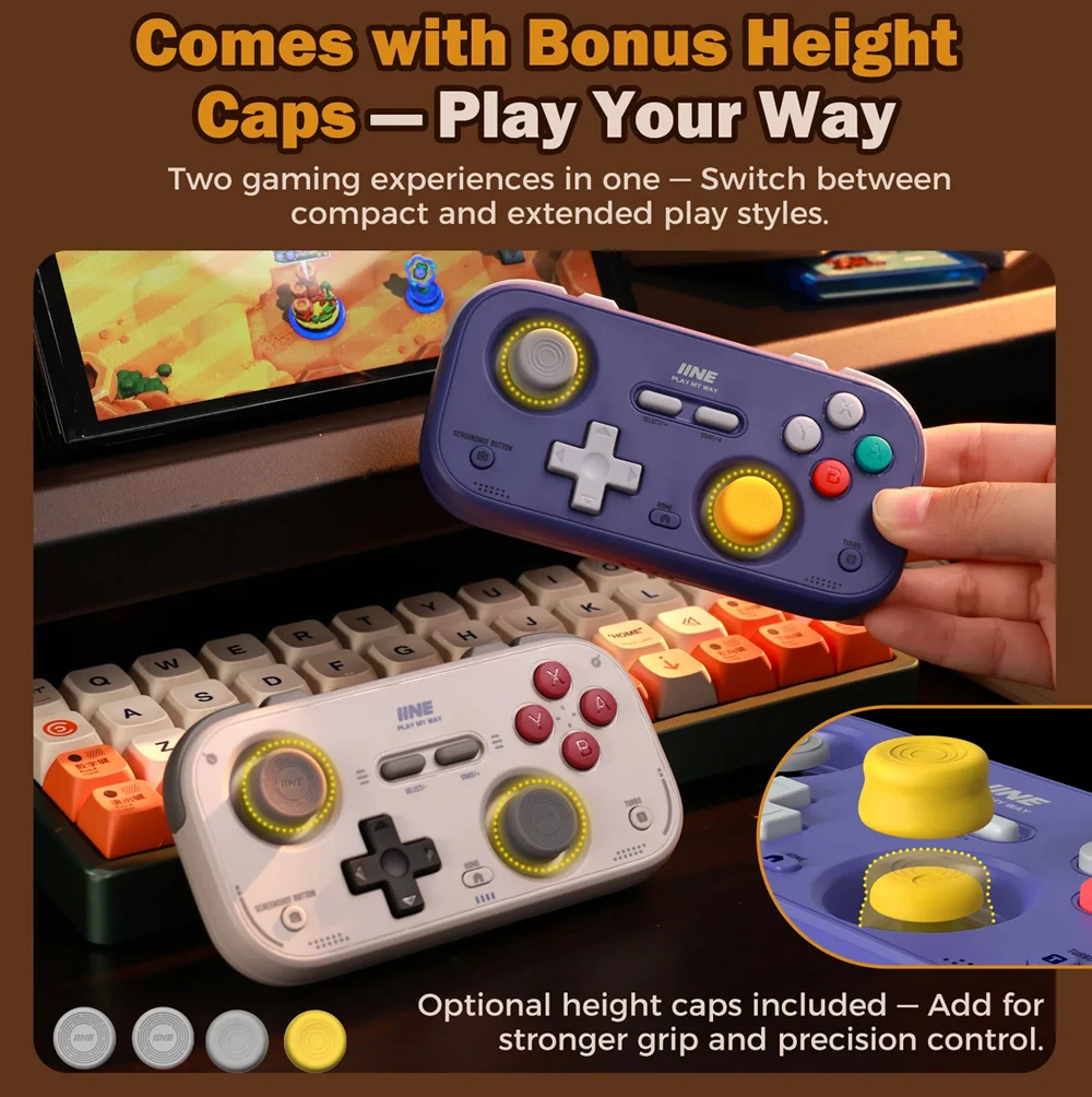 IINE Pocket Gamepad for Nintendo Switch 2/1 Steam Deck Phone Car Portable Retro Controller Hall Effect Joystick NS Version