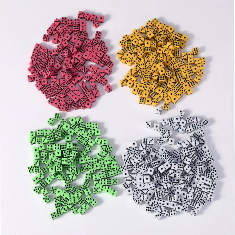 100 pz/lotto nero/giallo/bianco/verde/rosso punto quadrato dadi Puzzle gioco invia bambini dadi a 6 facce accessorio di gioco fai da te 8mm