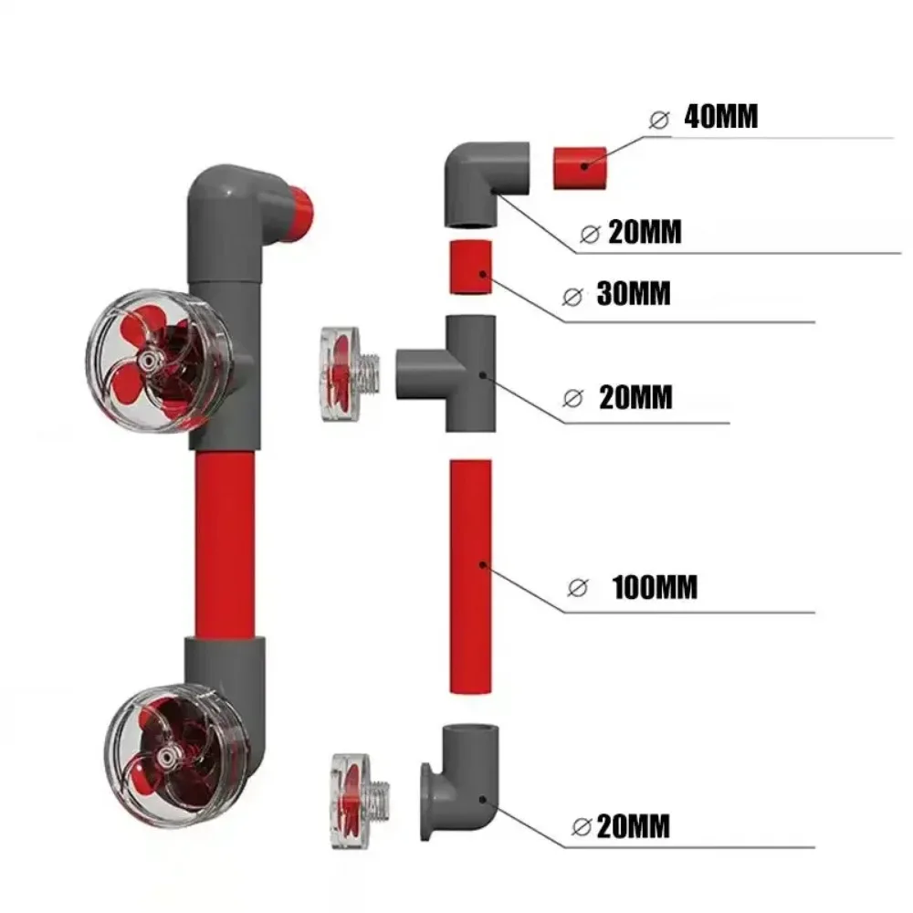 1Set Auto-Rotating 4-Blade Fan Kit for Fish Tank Outlet Clover Accessories Fish Tank Outlet Aquarium Filter Screen Accessories