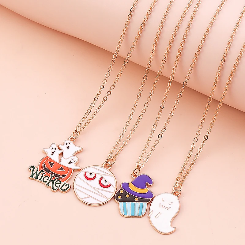 Women's Cute Enamel Halloween Necklace Set