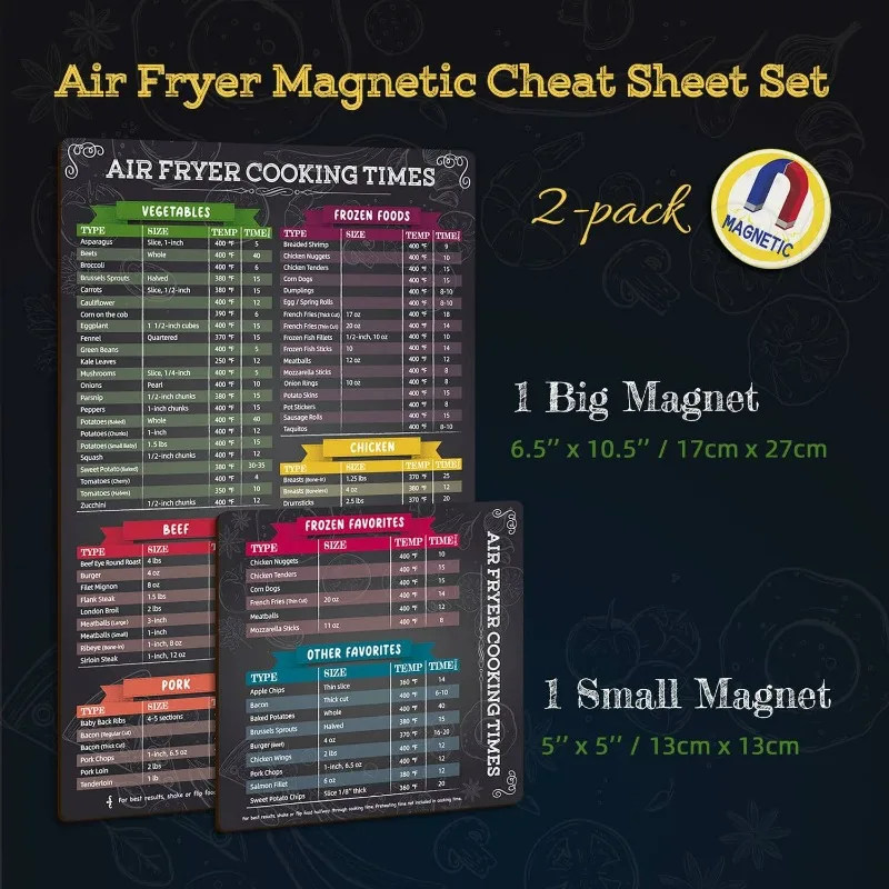 New Air Fryer Cookbook Magnetic Cheat Sheet  Food Pro Recipes Cooking Schedule Quick Reference Guide Kitchen Accessories