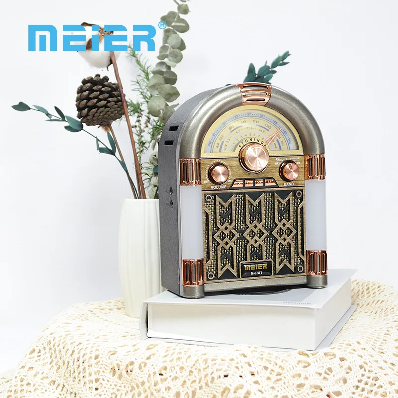 Meier M-67bt Retro Design FM Radio Rechargeable Portable Card Bluetooth Speaker MP3/Am FM Sw Multi-band Radios with AC 110V-220V