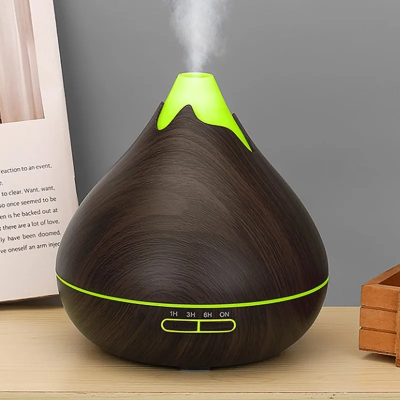 A13I-Wood Grain Aromatherapy Diffuser 500Ml Essential Aroma Oils Ultrasonic Air Humidifier 3 Timers Color Light US Plug