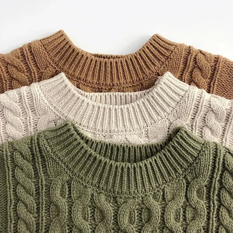 

Boys Woolen Sweater Crochet Cotton Windbreak 2025 Khaki Plus Thicken Autumn Winter Outwear Christmas Warm Children's Clothing