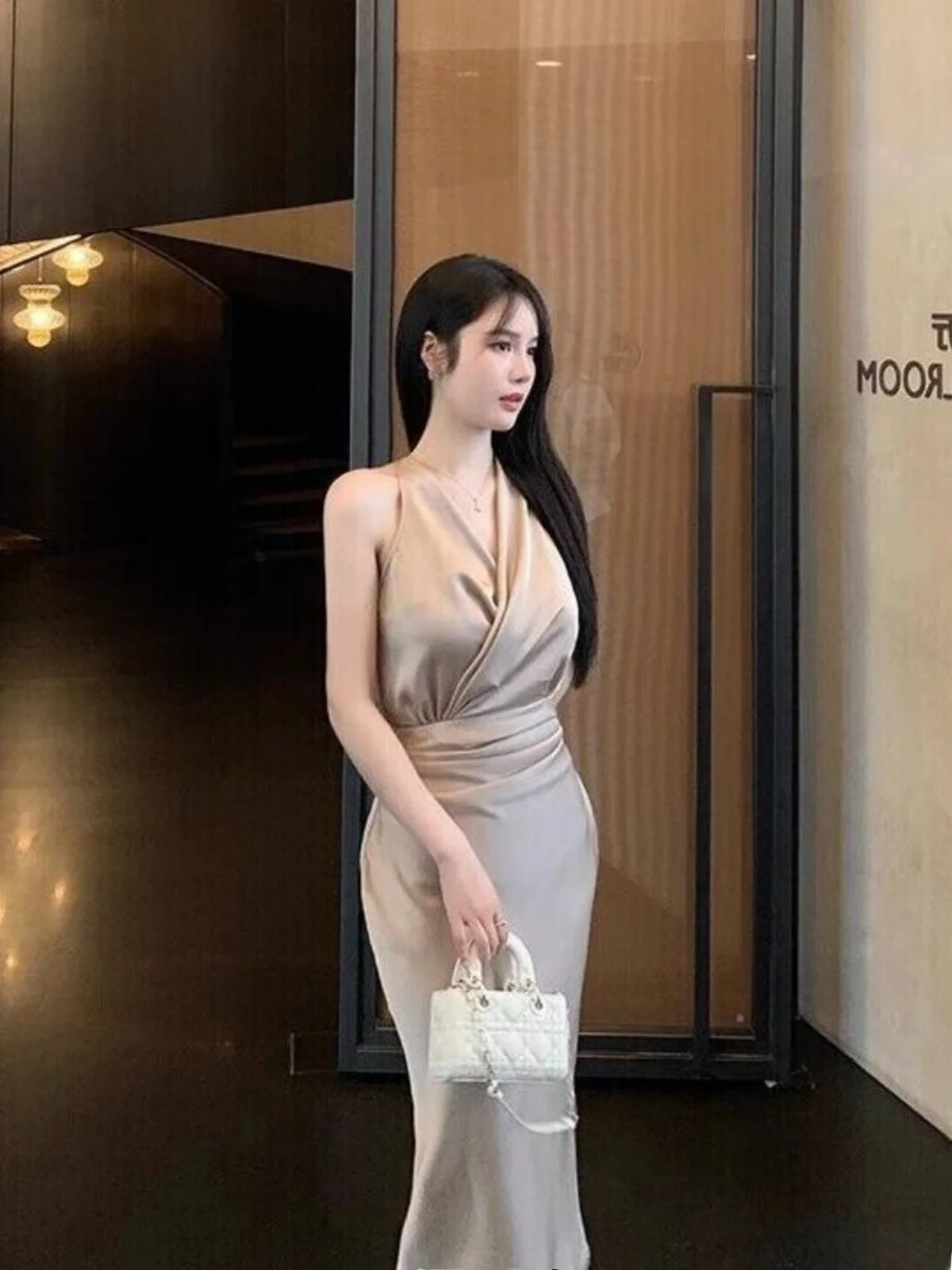 Jupe Midi en Satin de Soie à Taille Haute, Système de Couleurs Zhao Lu Si, Été 2025, Robe Moulante Premium pour Femmes