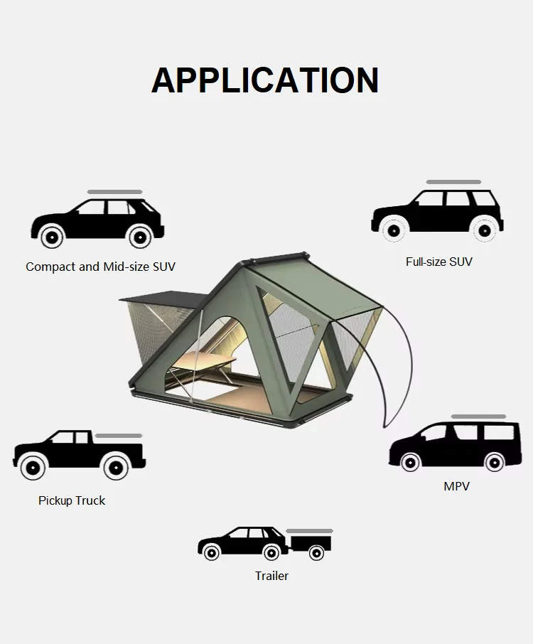 With Skylight | Desk | LED Aluminum Alloy Hard Shell 4x4 Roof Tent