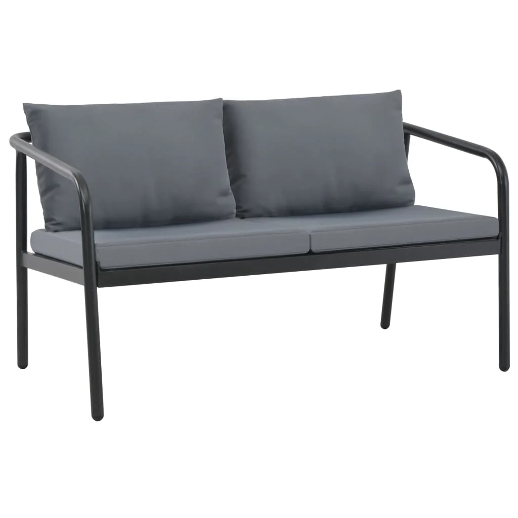 Patio Outdoor Garden Day Bed Sofa Furniture 2 Seater with Cushions Gray Aluminium