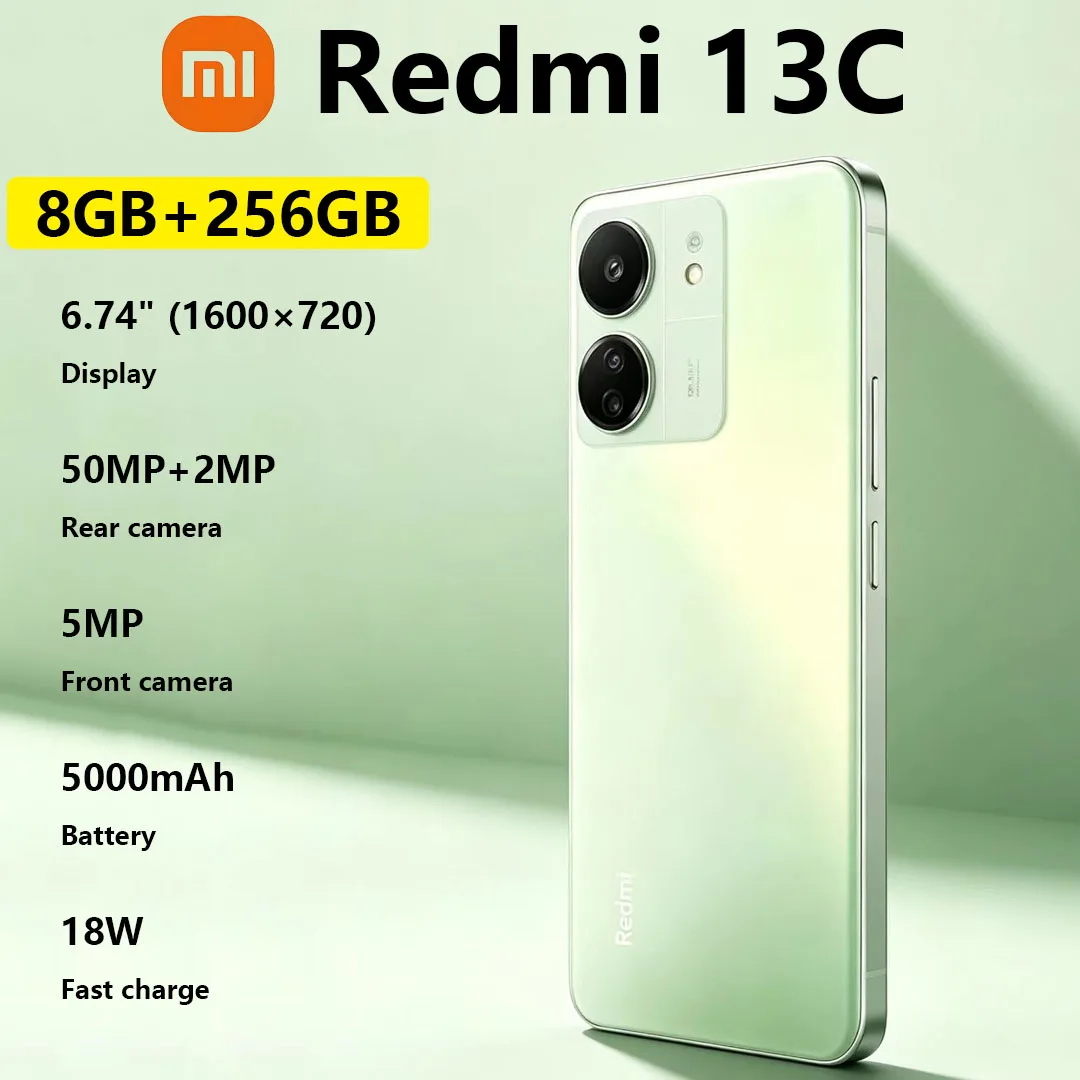 Teléfono Inteligente Xiaomi Redmi 13C, Pantalla de Alta Frecuencia de Actualización de 90 Hz, Batería de Larga Duración de 5000 mAh, Doble SIM, Teléfono para Personas Mayores y de Respaldo