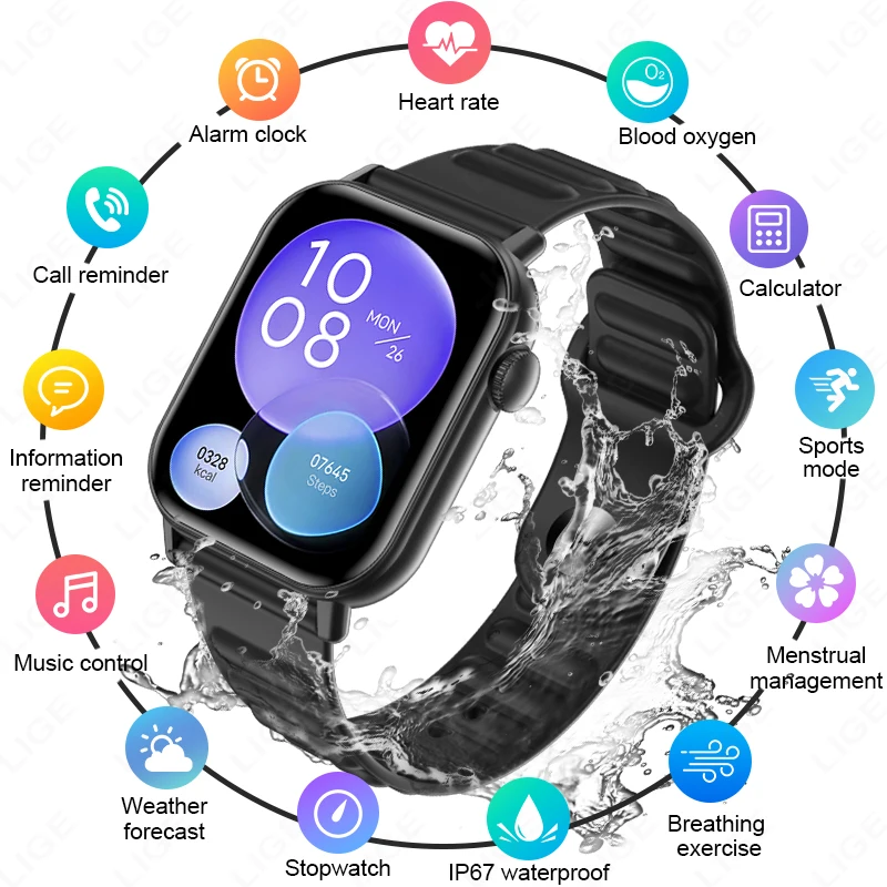 

LIGE Smart Watch 1.83 Inch 240*284 Pixel Display Smartwatch Bluetooth Call Voice Assistant Heart Rate Monitoring Smartwatches