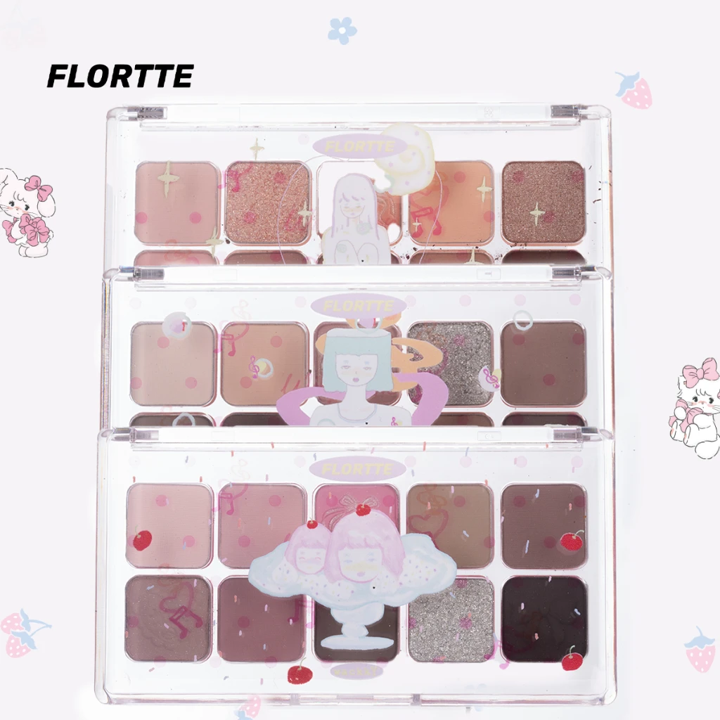 FLORTTE Wackky Series Eye Shadow Palette 10 Colors Eyeshadow Glitter Shimmer Matte Long lasting Waterproof Eye Makeup