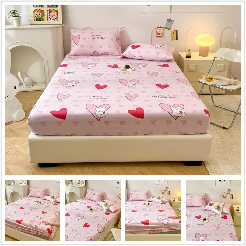 Bonenjoy Soft Bed Cover Cartoon Style Bedsheet Elastic Fitted Sheet Adults Kids Room Bed Linen drap de lit (No Pillowcase)