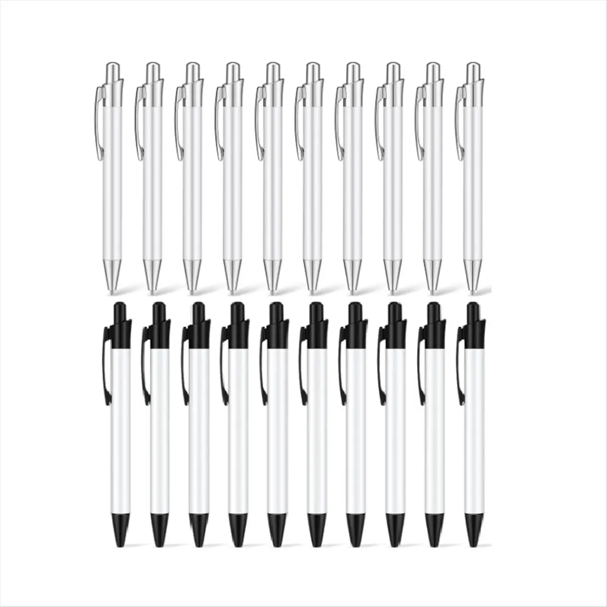 Eco-friendly 20 Pcs Sublimation Pens Blank Heat Transfer Pen Sublimation Ballpoint Pen with Shrink Wrap Aluminum Customized Clip