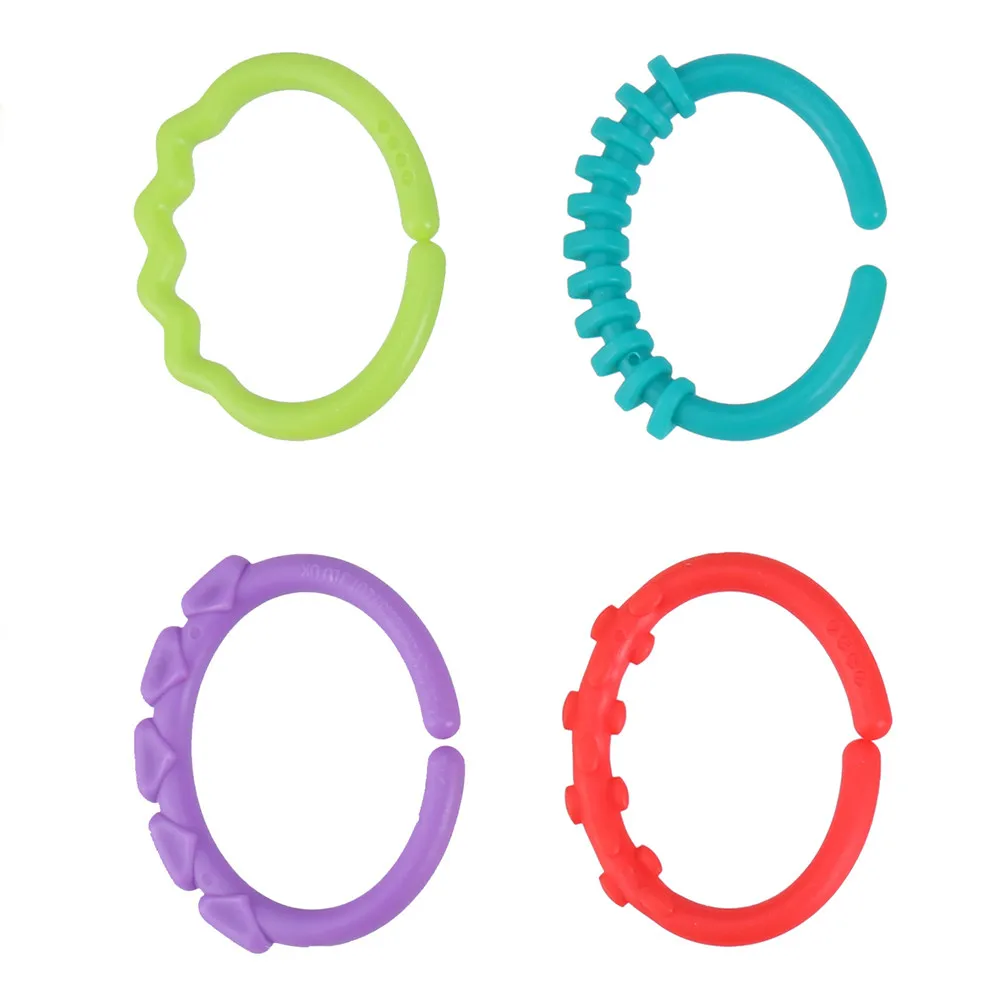 Anneaux de dentition pour bébé, 48 pièces, liens faciles à saisir, colorés, pour voiture, poussette, voyage, jouets pour bébé