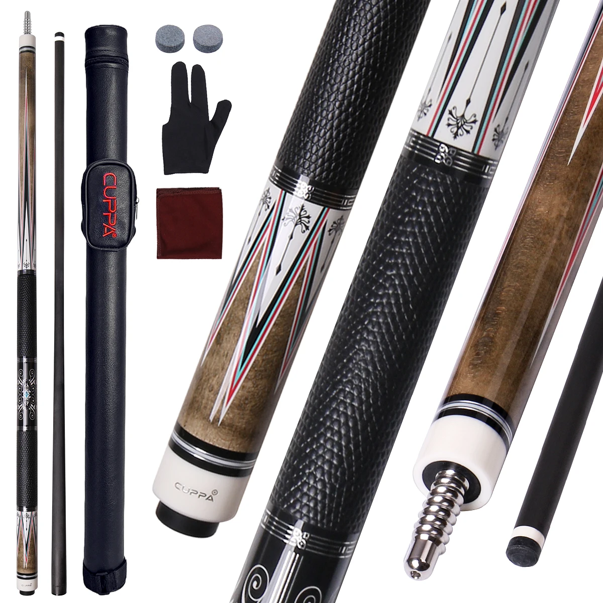 

New CUPPA HZ-1 Professional Carbon Fiber Pool Cue Stick Set Low-Deflection Shaft Leather Grip 12.5mm Tip for Billiards Club