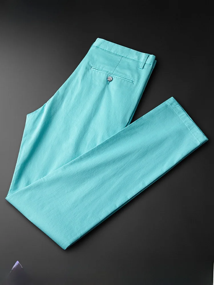 

Summer Thin Men's Casual Pants Slim Fit Breathable Youth Pure Color Simple Faionable Comfortable Straight Leg Trou...