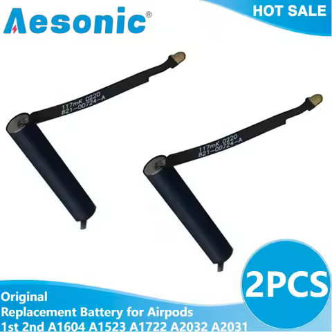 2PCS Original Replacement Battery for Apple Airpods 1st 2nd A1604 A1523 A1722 A2032 A2031 Air Pods 1 2 Replace GOKY93mWhA1604