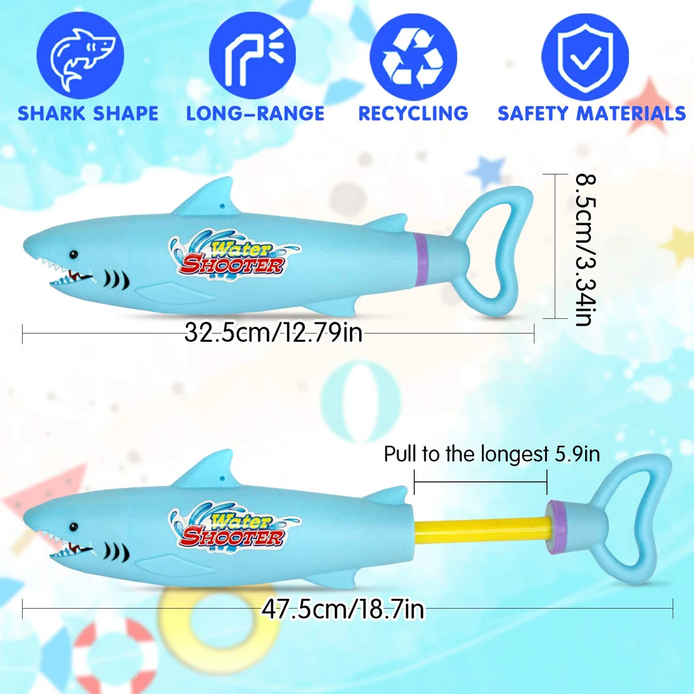 33CM Water Gun Toys Blaster Shooter Water Blaster Pistol Gun Cartoon Pool Toys Shark Crocodile Squirt Beach Toys For Children