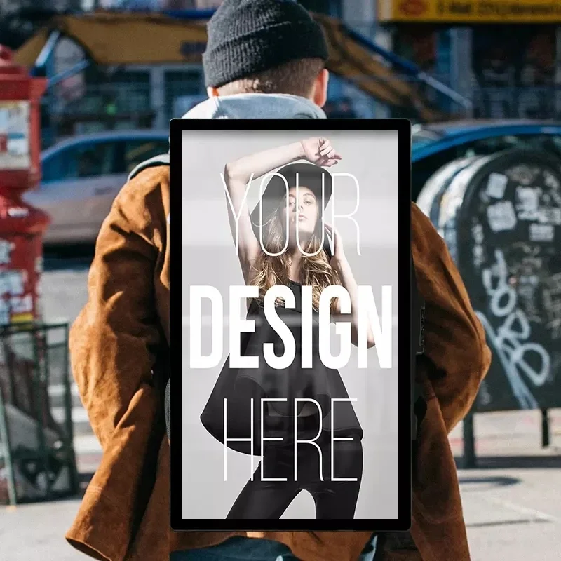 

21.5' Portable Outdoor Advertising Backpack LCD Screen Display High Brightness Multimedia Player with Android 11 for Business Tr