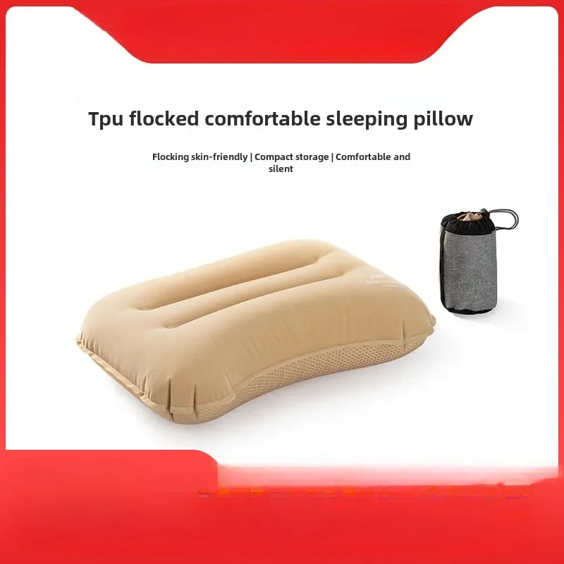 

Outdoor Inflatable Portable Pillow TPU Flocking Comfortable Sleeping Pillow Travel Camping Tent Nap Pillow