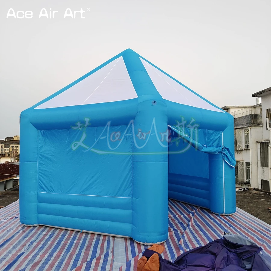 Newest Style Blue Pub Tent Inflatable Bar Booth,Giant Gathering Station Octagon Spider Concession Marquee With Windows/Curtains