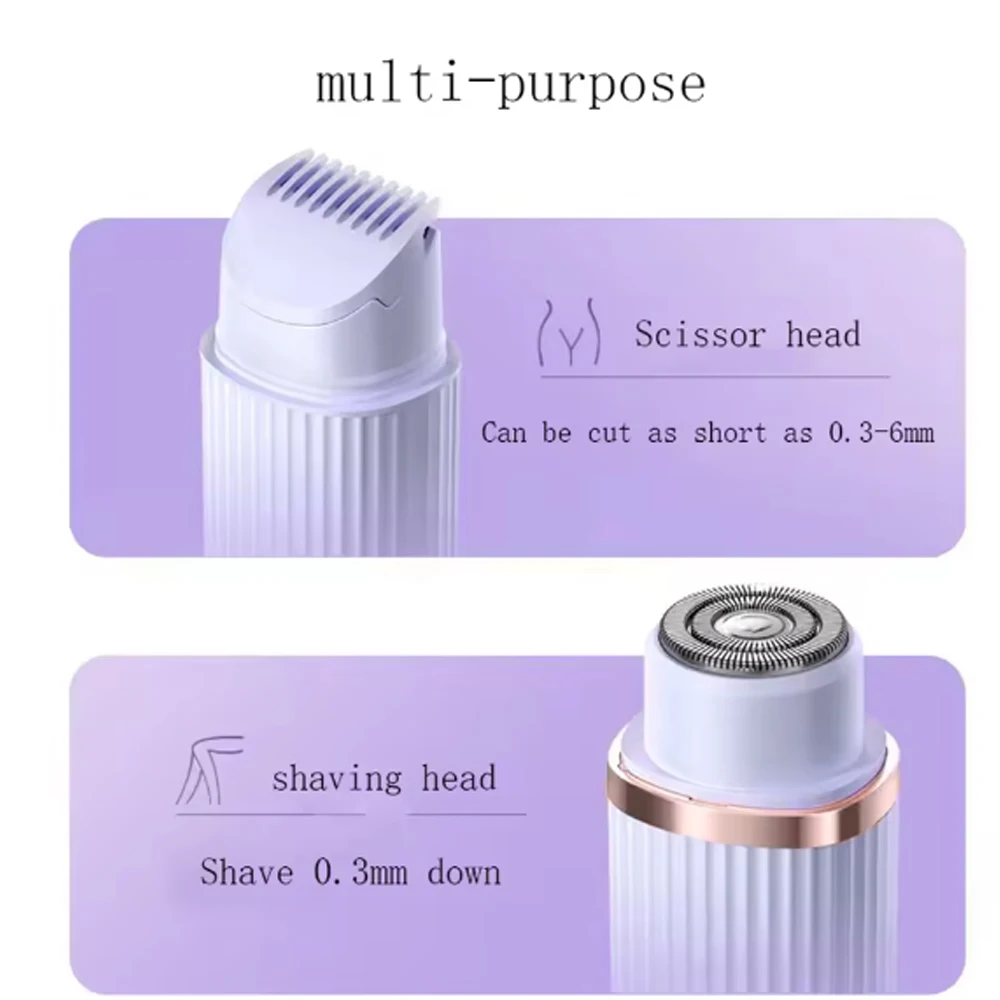 Cortadora de pelo eléctrica para mujer, zona privada de axilas, tijeras para pelo de piernas y cuerpo con raspador de doble cabeza, remo de pelo 2 en 1