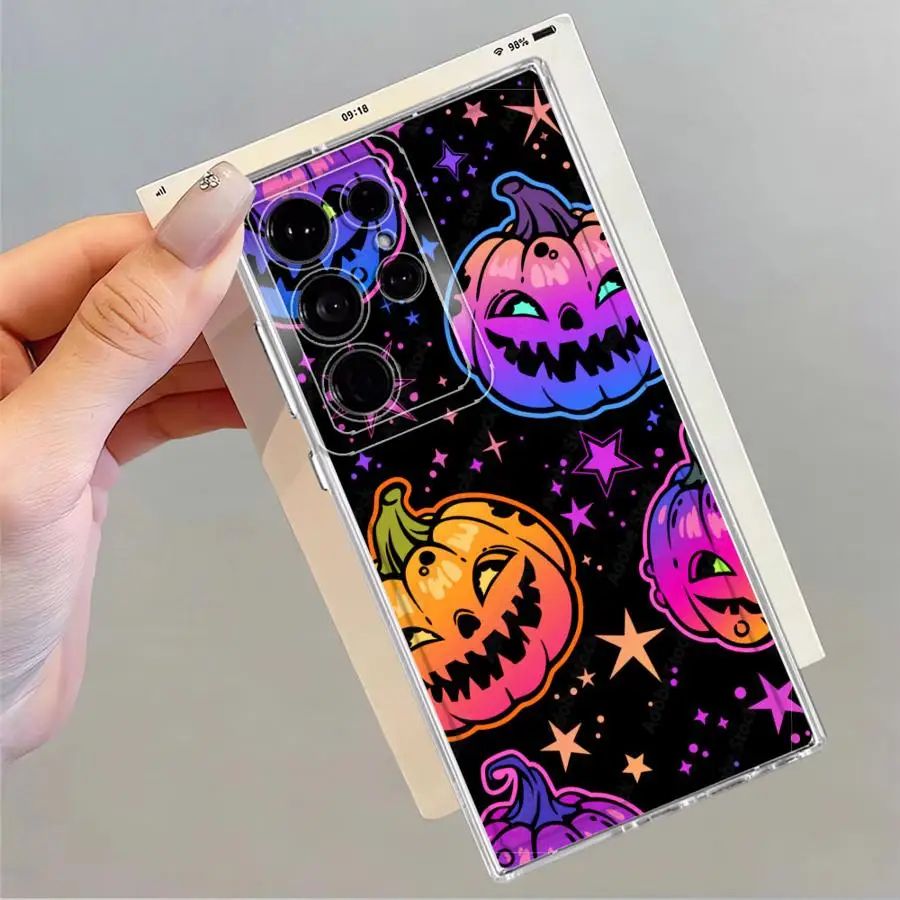 Casing untuk Samsung Galaxy S23 Ultra S25 Edge S24 S22 FE S21 Note 20 Ultra 10 S20 Plus Sampul Ponsel Lembut Lucu Halloween