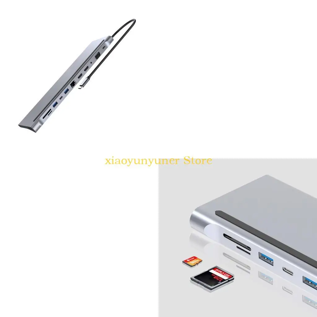 P9JB 12-in-1 Type-C Hub Docking Station Dual for HDMI RJ45 Gigabit Lan PD Laptop Docking Stations for MacBook Pro Air and for