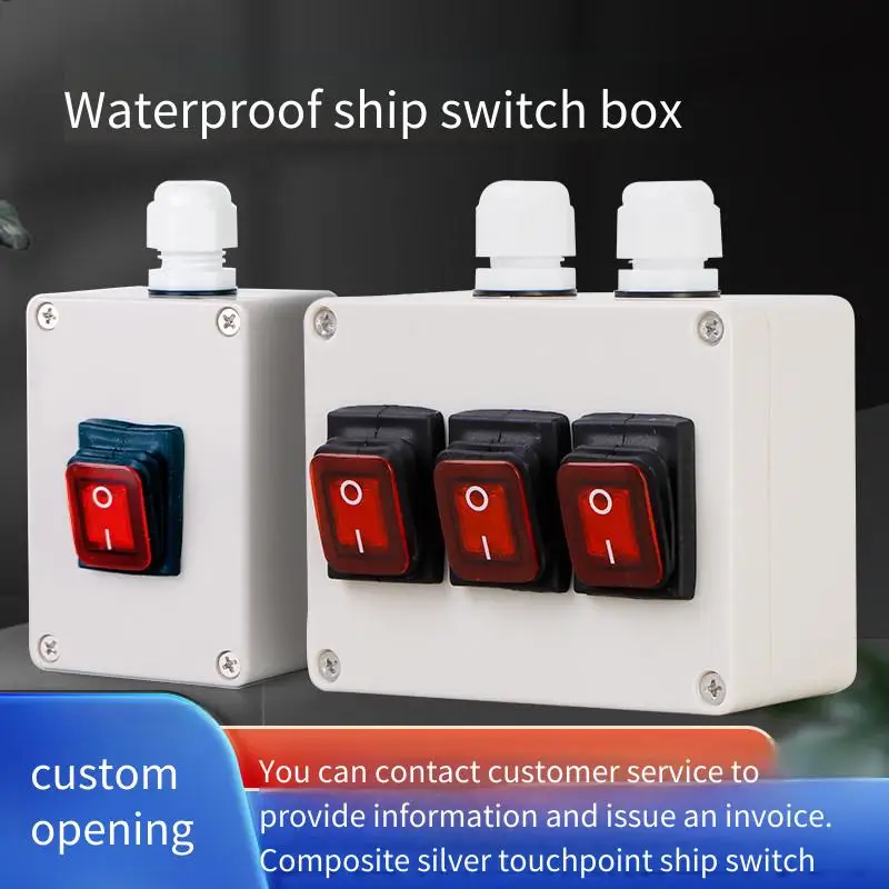 Outdoor Sealed Switch Junction Box Waterproof 4-Pin 2-Speed High-Power Single Control with Light - Waterproof Switch Button