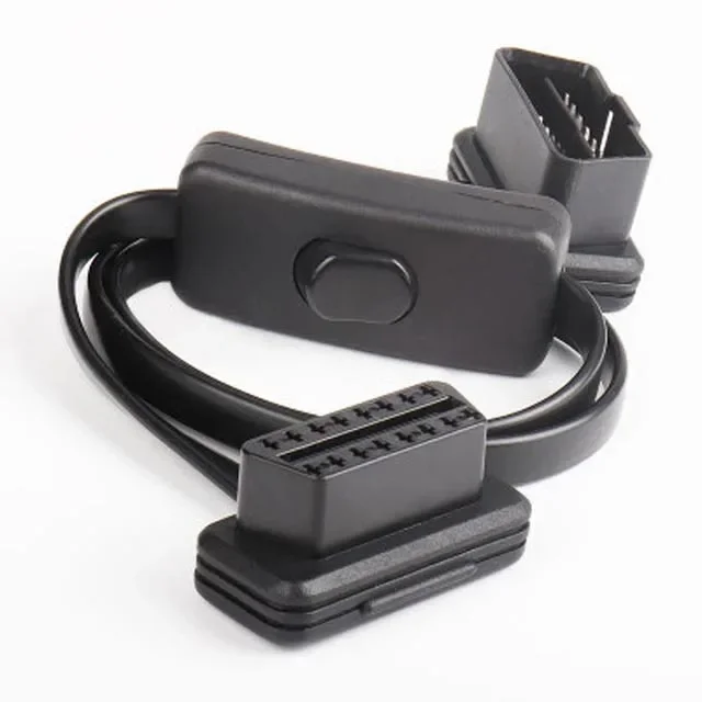 스위치 포함 납작한 얇은 Obd 어댑터, 8 코어 16PIN 플러그, ObD1 OBD2 연장 케이블, 12V 수 16 핀 J-1962 암 16 핀