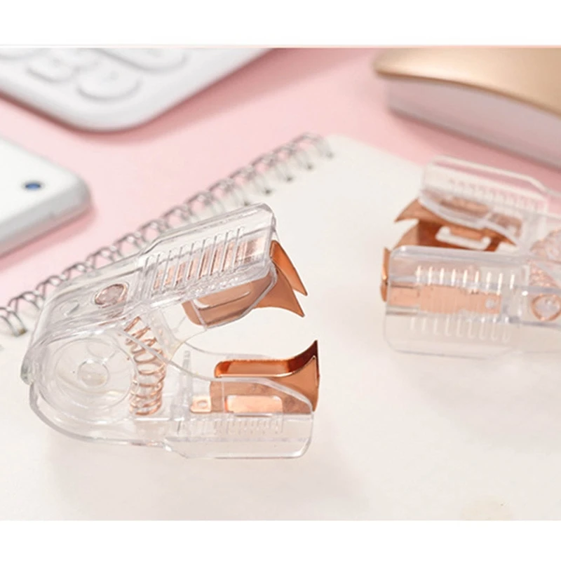 for Creative Rose Golden Stapler Staple Remover Clear Stationery for Office School Dropship