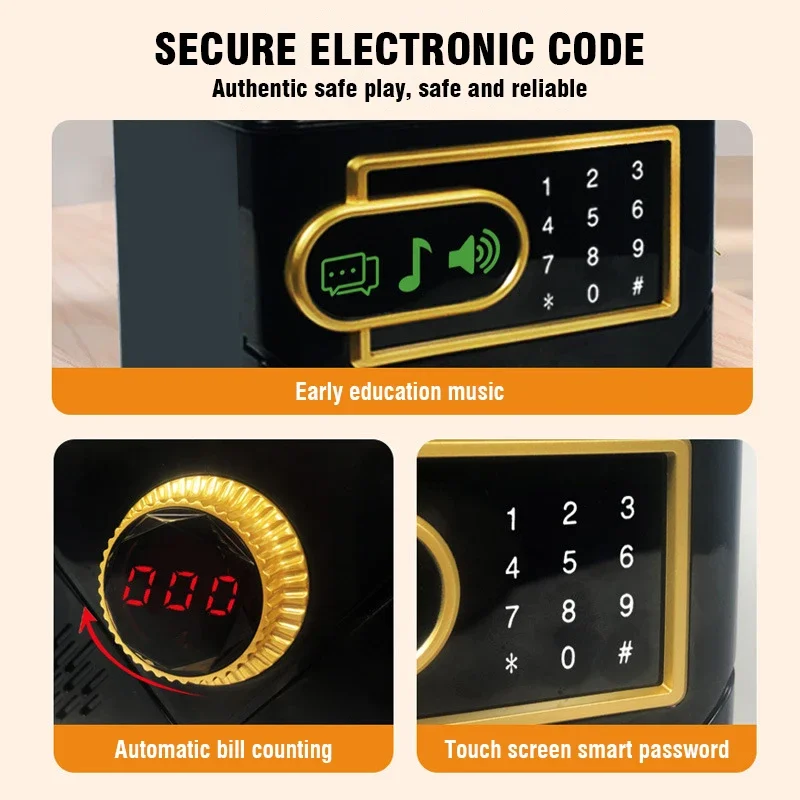 Tirelire électronique avec mot de passe, comptage automatique, pièce de monnaie sûre, écran tactile, boîte d'argent, musique, jouets pour enfants, banque, cadeaux ATM