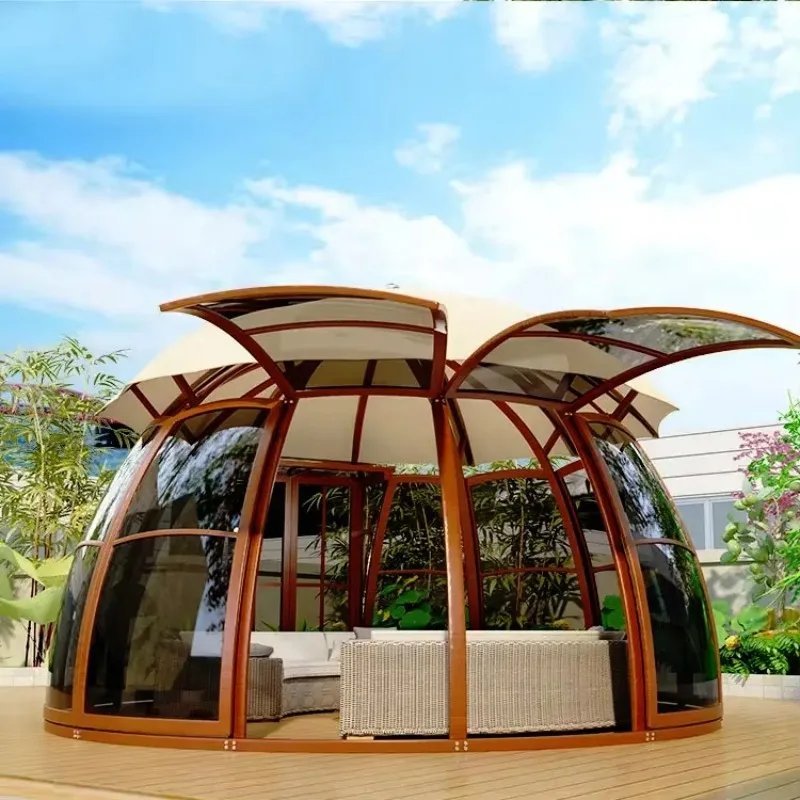 High quality custom aluminum frame windproof insulation freestanding solarium and glass house