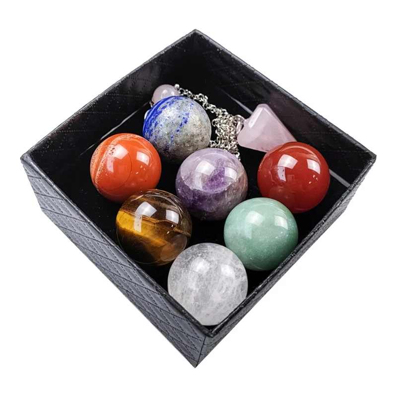 

Crystals and Healing Stones – 7 Polished Gemstones and Storage Bag, Natural Crystal Set for Meditation, Drop shipping