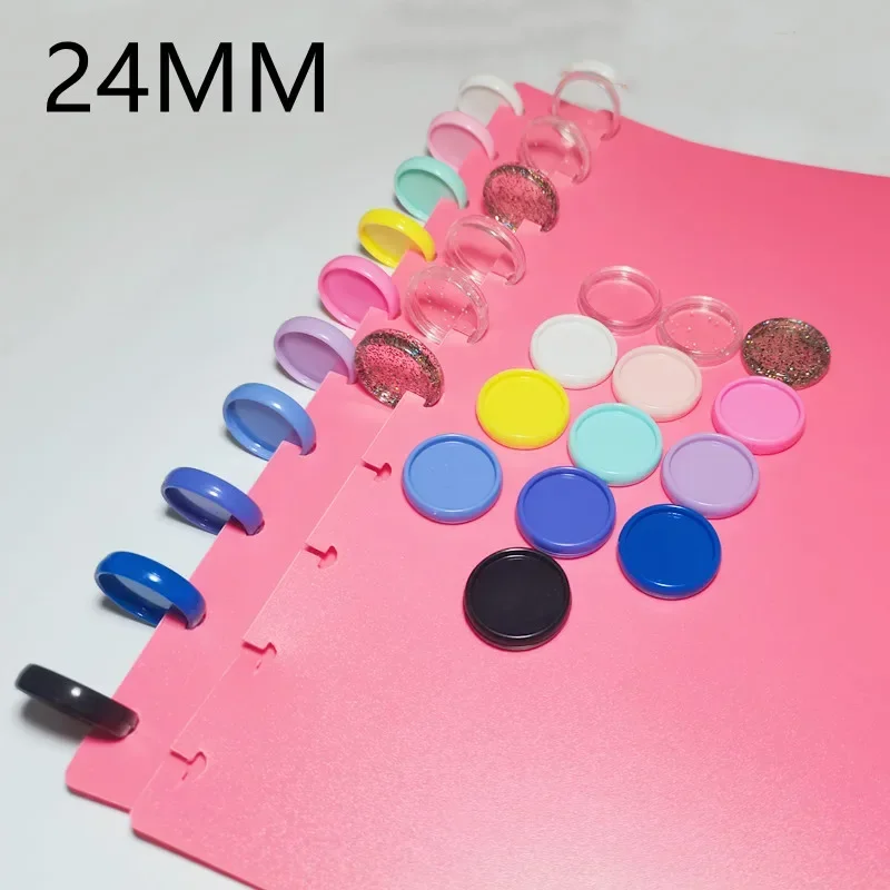 100PCS 24MM plastic solid binding ring buckle, loose-leaf mushroom hole notebook for binding CD.