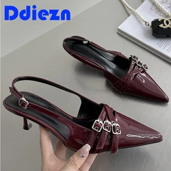 New Ladies Shoes High Heels Women Sandals Spring Summer Pointed Toe Party Footwear Fashion Buckle Strap Female Shoes Pumps