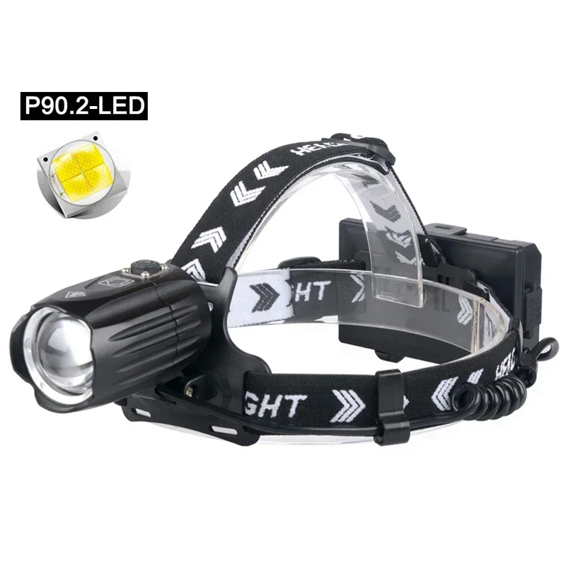 

T135 Ultra Bright 3000Lumems XHP90.2 LED Headlight Flashlight USB Rechargeable Headlamp XHP90 Zoom Zoomable Headlamp by 18650