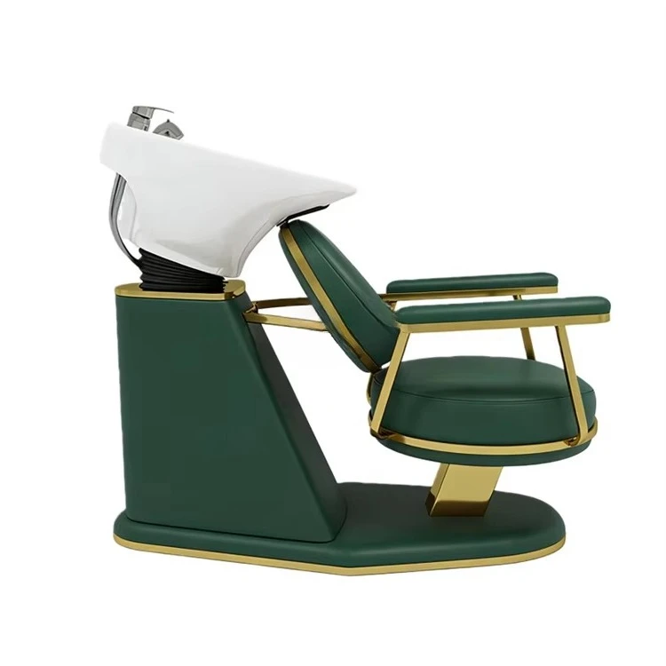*  Professional Modern Salon Furniture Shampoo Chair Luxury Hair Washing Chair Ceramic Basin