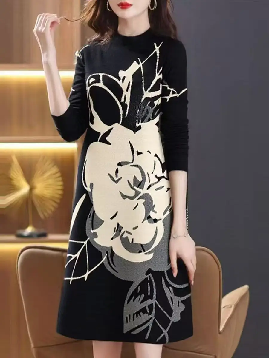 

Autumn Winter Knitted Woolen Patchwork Lace Top Sweaters Women Long Sleeve Thick Warm Sweaters 2024 New Korean Fashion Pullovers