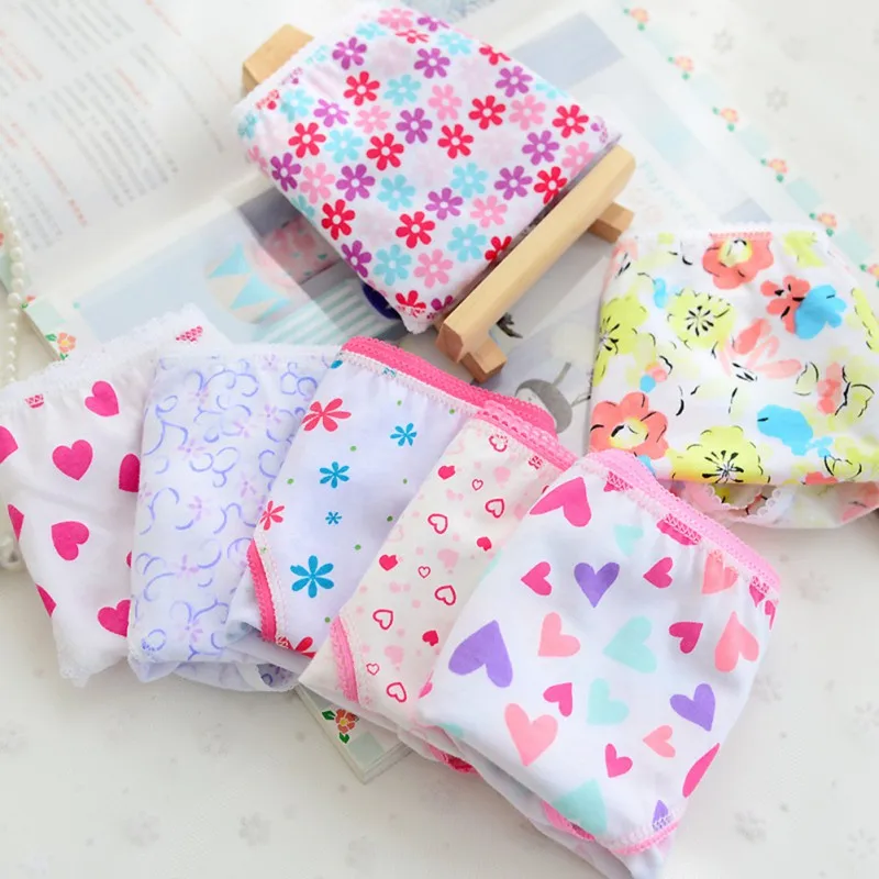 6Pcs/Lot Baby Girls Underwear Cotton Panties Kids Short Briefs Color Random Children Underpants 1-12Y