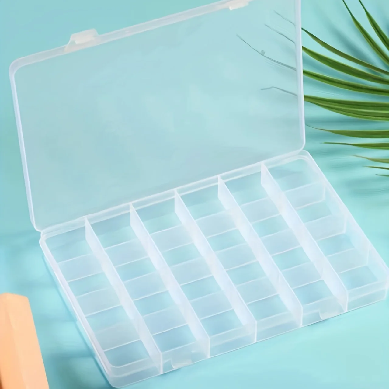 24-Fächer Transparente Kunststoff-Aufbewahrungsbox mit Trennwänden, für Schmuck, Perlen, Ohrringe, Kleinteile, Schrauben, Hardware und Bürobedarf – Detail 1