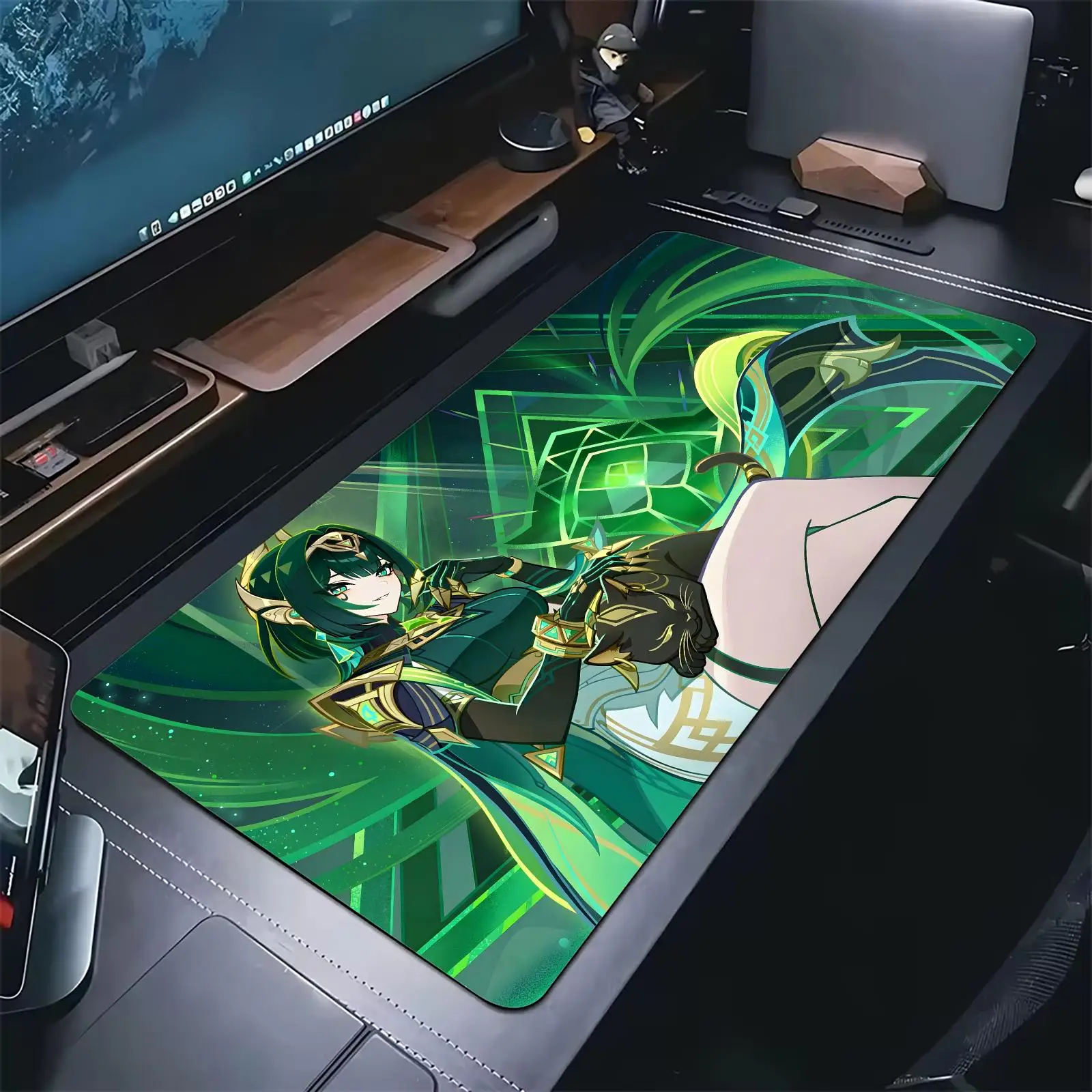 genshin impact Nefer Pro E-Sports XXL Gaming Mousepad Extra Large Non-Slip Stitched Edge Keyboard Laptop Desk Mat For PC Gamer