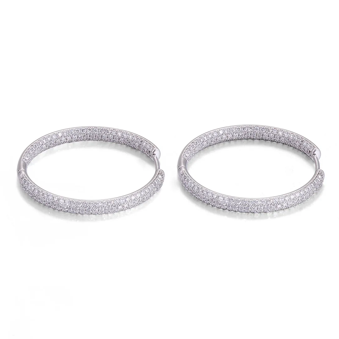 Provence 14K White Gold 20mm Diameter Sparkling Moissanite Hoop Earrings Trendy Jewelry Gift