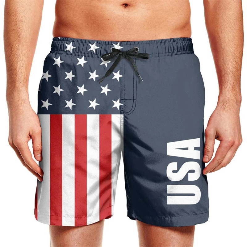 Black White Striped 3d Printed Short For Men Usa National Flag Beach Short Outdoor Quick Dry Casual Sports Street Short Trousers