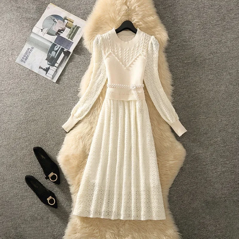 Women Long Sleeved Knitted Dress 2024 Autumn New Ladies Knitt Dresses Fashionable Stunning Young Dress Lady Vestidos